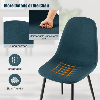 Upholstered Dining Chairs Set of 2 with Metal Legs-Blue