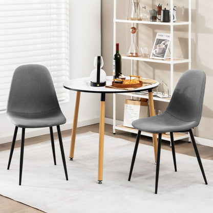 Upholstered Dining Chairs Set of 2 with Metal Legs-Grey