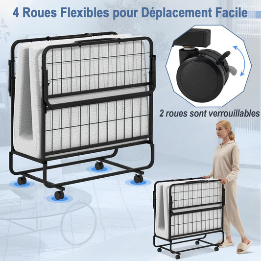 Twin Size Metal Folding Bed with Memory Foam Mattress
