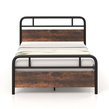 Single/Double/King Bed Frame with Industrial Headboard-Double Size