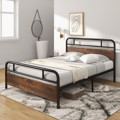 Single/Double/King Bed Frame with Industrial Headboard-King Size