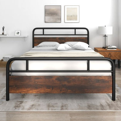 Single/Double/King Bed Frame with Industrial Headboard-King Size