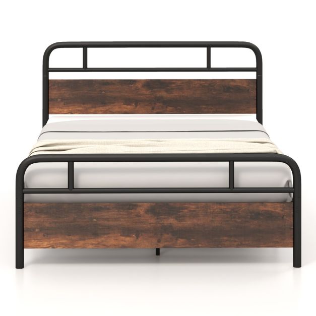 Single/Double/King Bed Frame with Industrial Headboard-King Size
