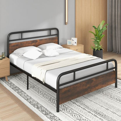 Single/Double/King Bed Frame with Industrial Headboard-King Size
