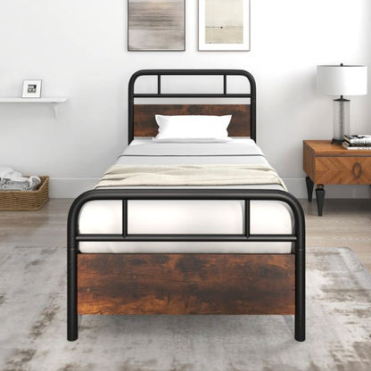 Single/Double/King Bed Frame with Industrial Headboard-Single Size