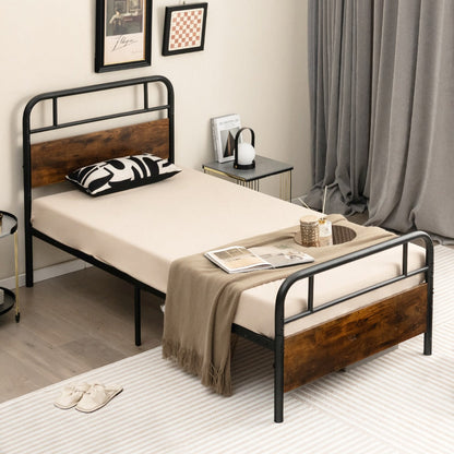 Single/Double/King Bed Frame with Industrial Headboard-Single Size