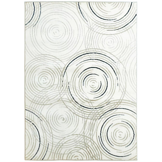 HOMCOM Modern Area Rug, Swirl Pattern Machine Washable Rug, Allergy-Friendly Floor Carpet for Living Room, Bedroom, Dining Room, Home Office, 170 x 120 cm, Cream White