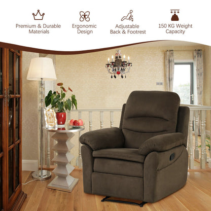 Recliner Armchair with Reclining Function and Adjustable Leg Rest-Brown