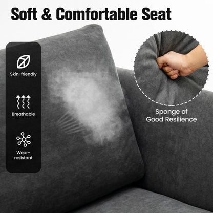 Modern Upholstered Linen Fabric 2-Seater Sofa-Grey