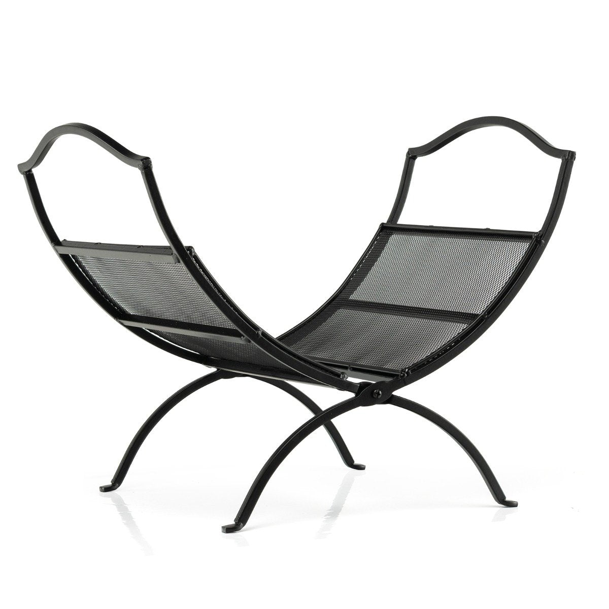 Portable Fireplace Log Rack with Convenient Handle-Black