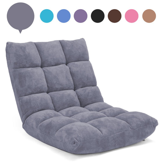 Coral Velvet Floor Gaming Chair with 14-Position Adjustable Back-Grey