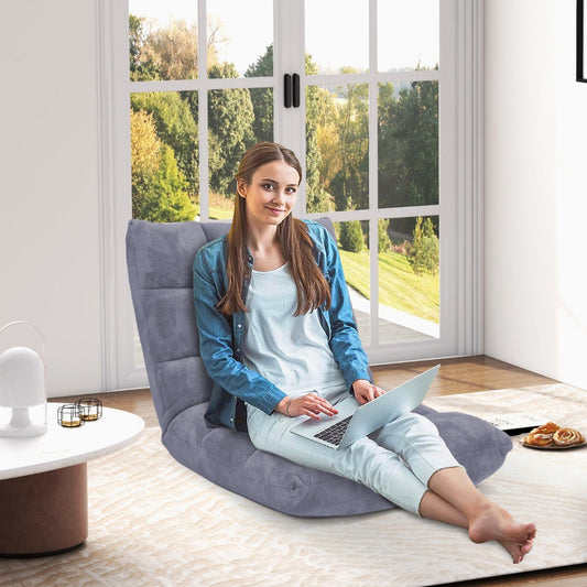 Coral Velvet Floor Gaming Chair with 14-Position Adjustable Back-Grey