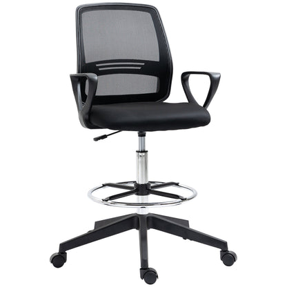 Vinsetto Ergonomic Mesh Back Drafting Chair Tall Office Chair with Adjustable Height and Footrest 360° Swivel