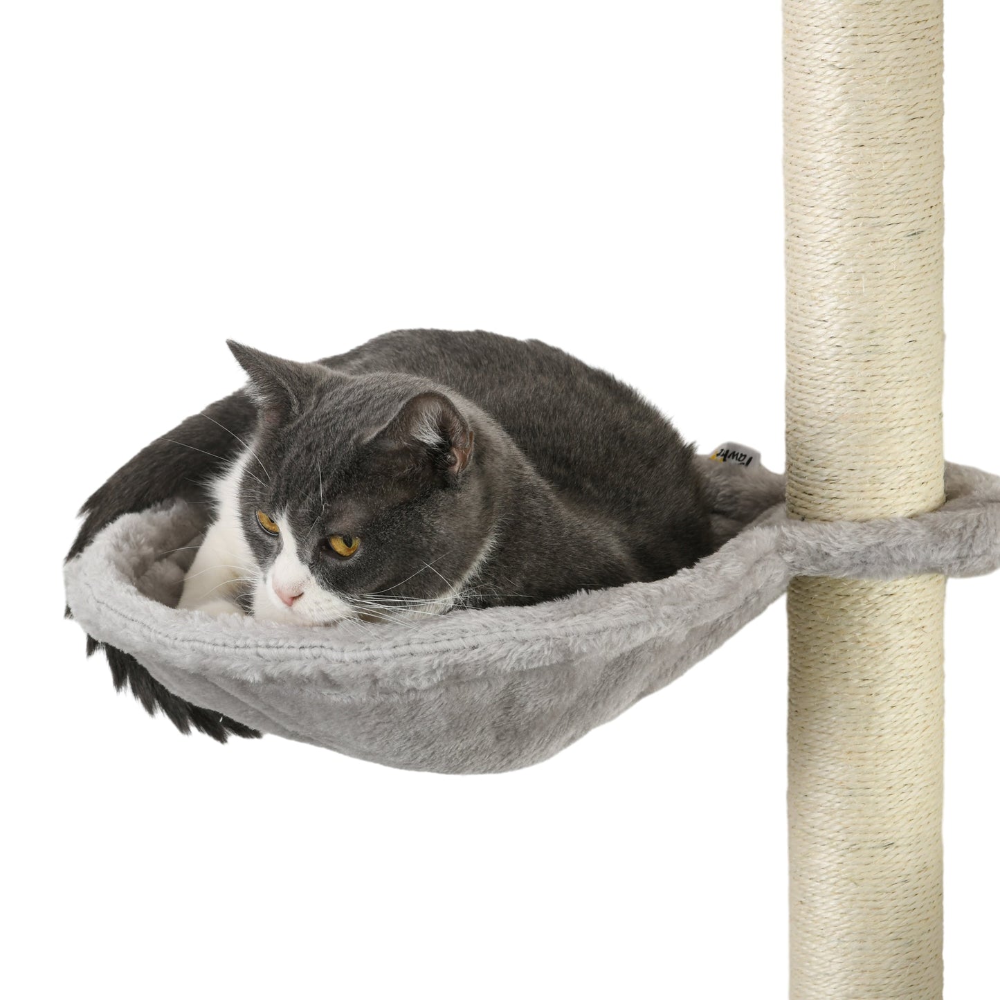 PawHut Four-Piece Cat Wall Furniture, with Hammock, Ladder, Platforms, Steps, for Indoor Use - Grey