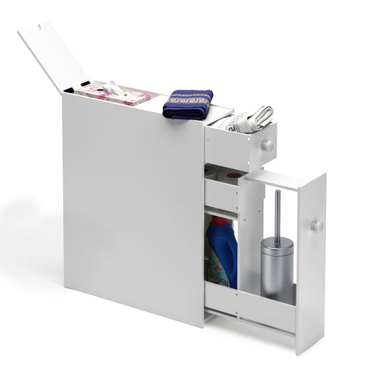 White wooden bathroom cabinet side cabinet niche cabinet white