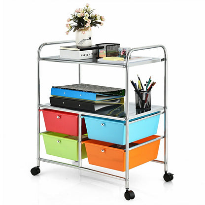 Utility Organiser Cart with 4 Plastic Drawers-Rainbow