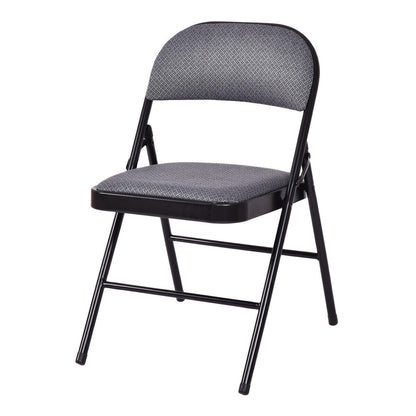 Set of 4 Folding Fabric Padded Chairs with Sponge Seat and Backrest-Grey