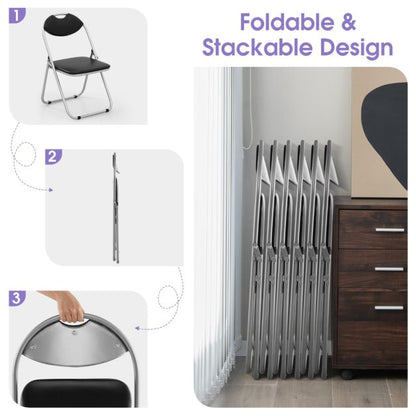 Set of 6 Folding Chair with Padded Seat and Stable U-shaped Frame for Office/Party/Conference/Dining Room