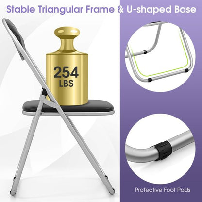 Set of 6 Folding Chair with Padded Seat and Stable U-shaped Frame for Office/Party/Conference/Dining Room