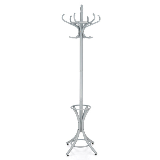 Free-standing Jacket Stand with Umbrella for Living Room-Gray