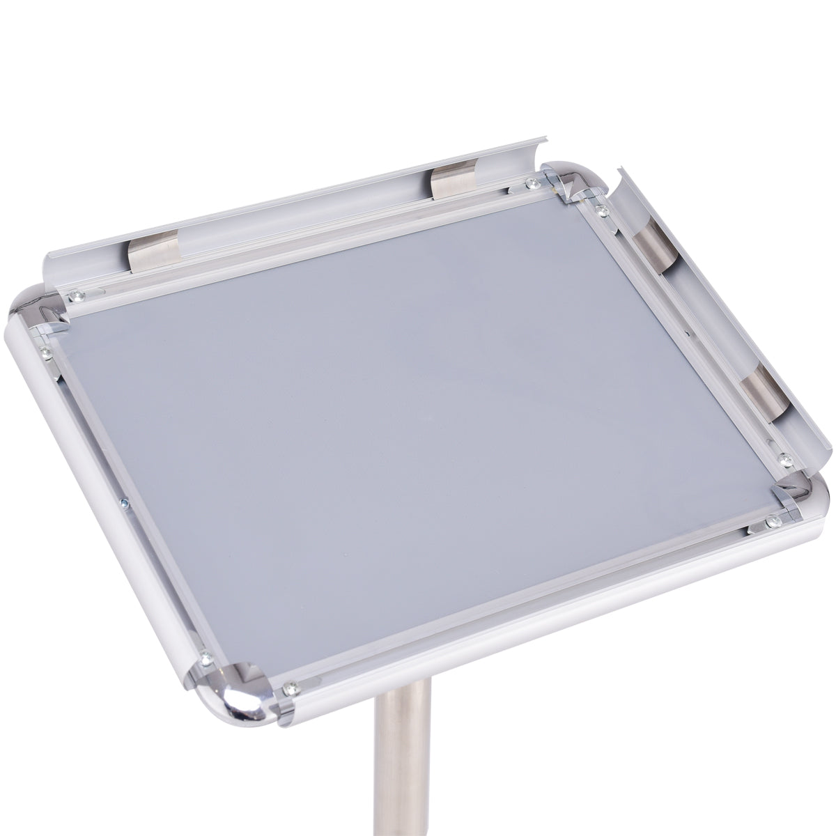 Info stand information stand poster stand customer stopper made of metal rotatable (A4)