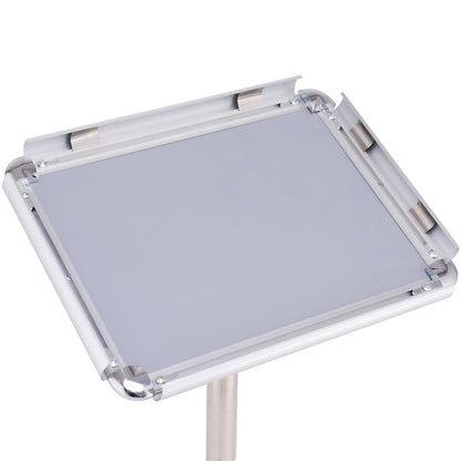 Info stand information stand poster stand customer stopper made of metal rotatable (A4)