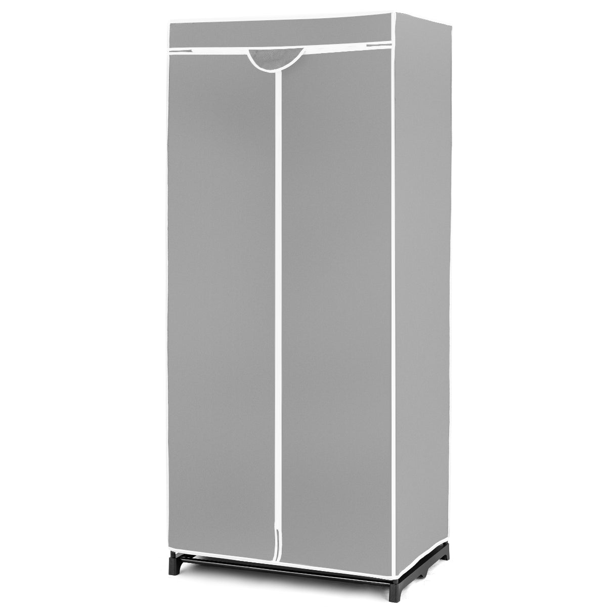Double Canvas Wardrobe with Dust-proof Cover-Grey