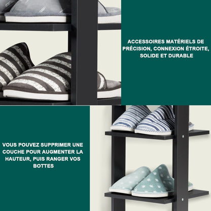 Wooden Shoe Rack 8 Tier Shoe Rack Shoe Organizer Vertical 27.5x26.5x110cm Black
