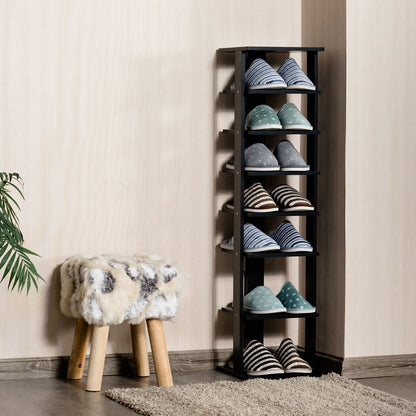 Wooden Shoe Rack 8 Tier Shoe Rack Shoe Organizer Vertical 27.5x26.5x110cm Black