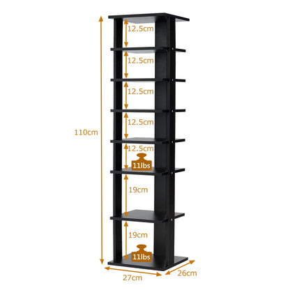 Wooden Shoe Rack 8 Tier Shoe Rack Shoe Organizer Vertical 27.5x26.5x110cm Black