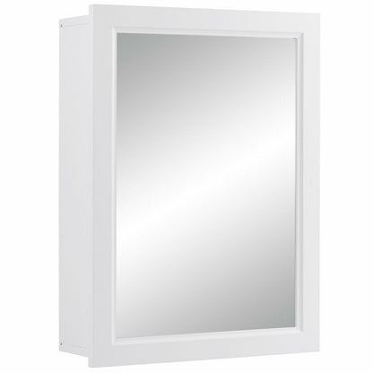 Adjustable Wall Mounted Storage Cupboard with Mirror for Bathroom-White