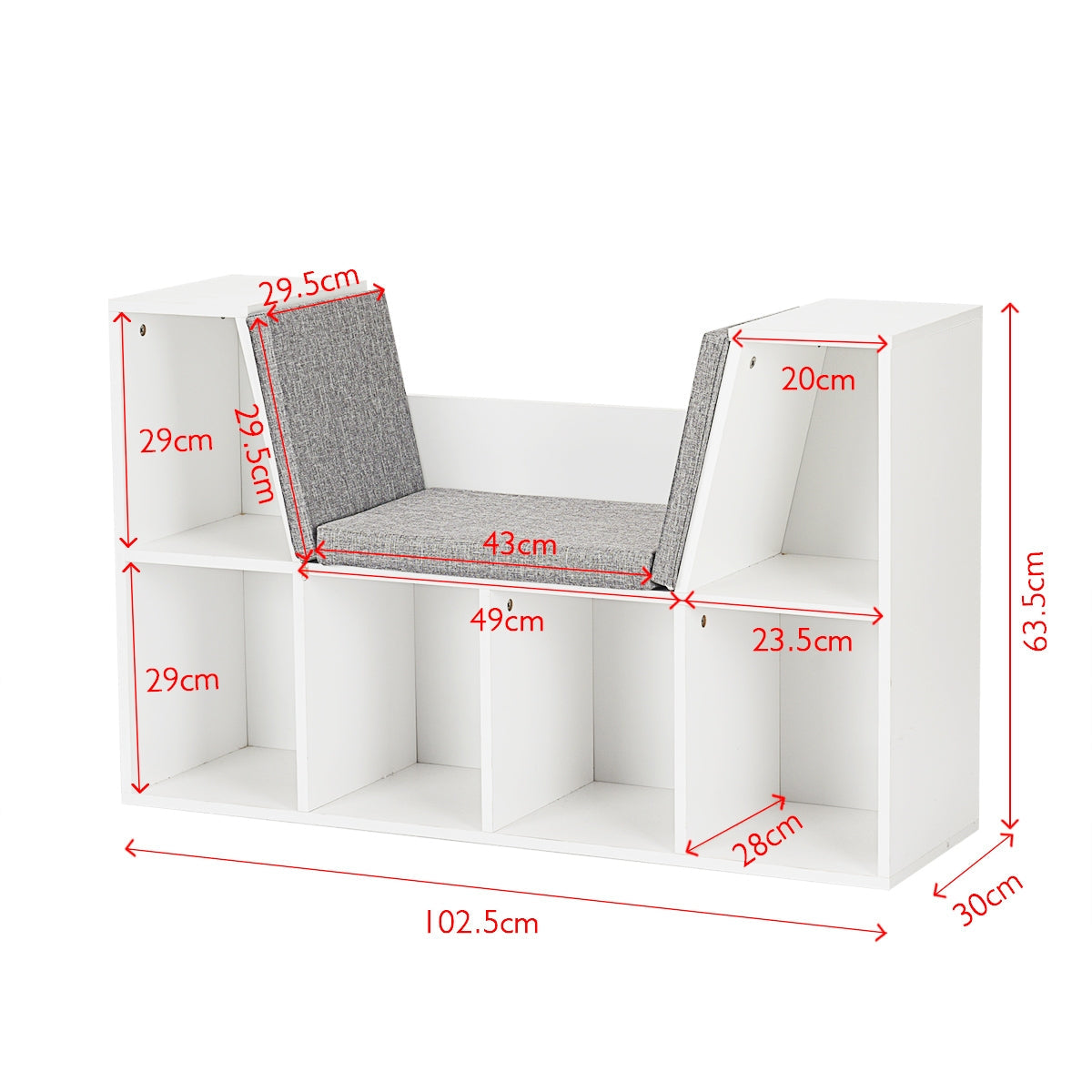 Modern Storage Organizer Cabinet with Seat Cushion-White