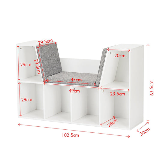 Modern Storage Organizer Cabinet with Seat Cushion-White