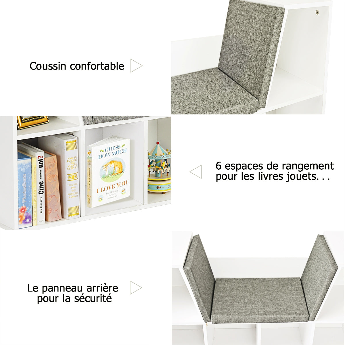 Modern Storage Organizer Cabinet with Seat Cushion-White