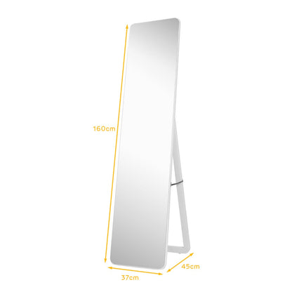 Floor Mirror with Stand and Solid Wood Frame for Living Room