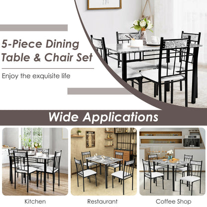 Marble Kitchen Dining Set with Sponge Cushion