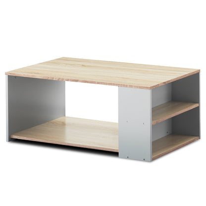 Rectangle Coffee Table with Storage Shelf-Natural