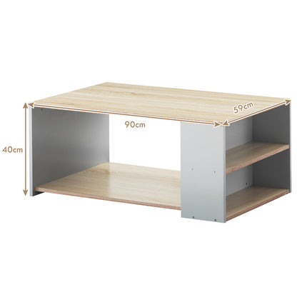 Rectangle Coffee Table with Storage Shelf-Natural