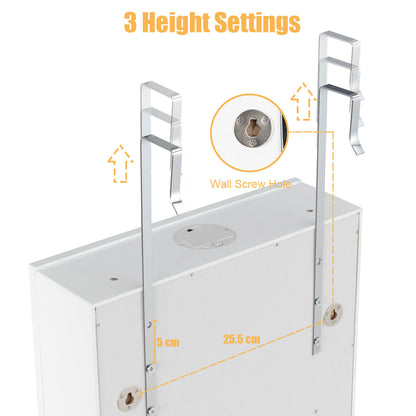 5 LEDs Lockable Mirror Jewelry Cabinet Armoire with 6 Drawers-White