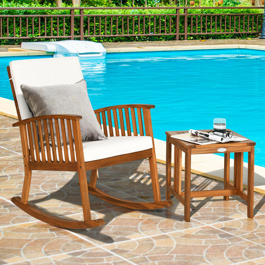 Wooden Wood Rocking Chair with Table for Patio