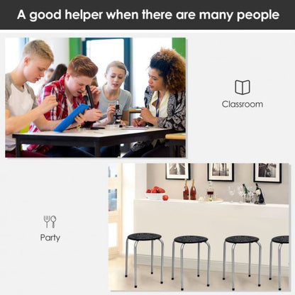 Set of 6 Stackable Portable Breakfast Dining Chairs for Home Kitchen Office-Grey