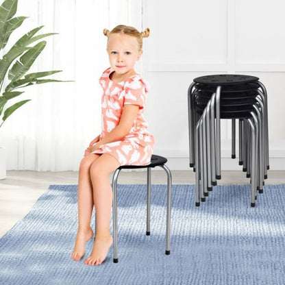 Set of 6 Stackable Portable Breakfast Dining Chairs for Home Kitchen Office-Grey