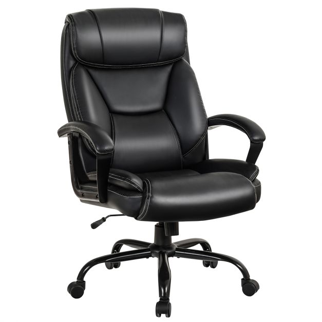 Rotary office armchair made of ecological leather