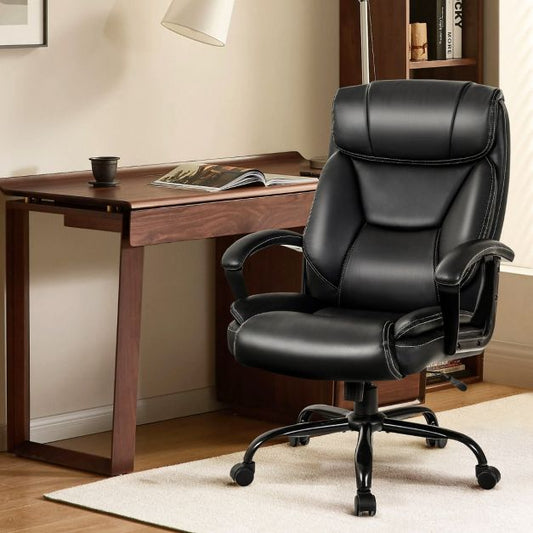 Rotary office armchair made of ecological leather