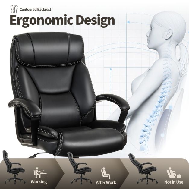 Rotary office armchair made of ecological leather