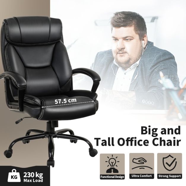 Rotary office armchair made of ecological leather