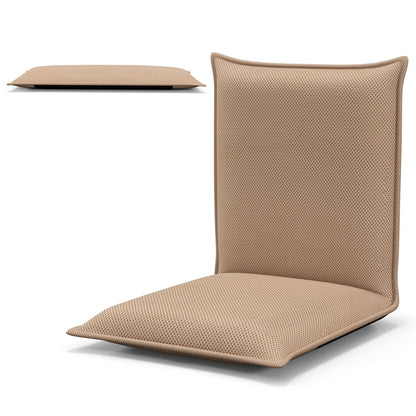 Folding Floor Chair with Reclining Function and 6 Adjustable Positions-Khaki