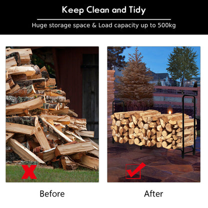 Outdoor Firewood Storage Rack with 500KG Weight Capacity