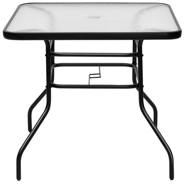 Rectangle Metal Coffee Table with Tempered Glass Top for Patio