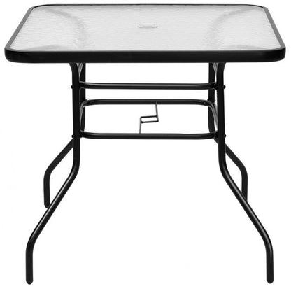 Rectangle Metal Coffee Table with Tempered Glass Top for Patio
